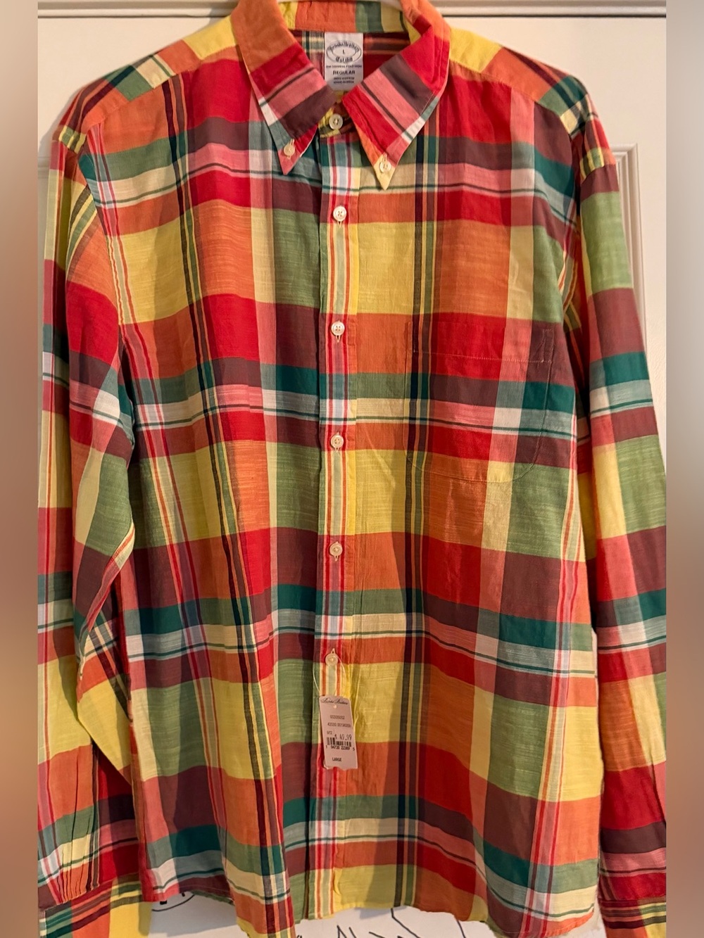 NWT Brooks Brothers Regular Multicolor 100% Cotton Men’s L Long Sleeve Button